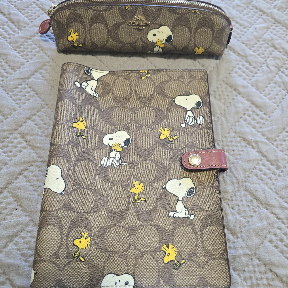 Coach  Snoopy and Woodstock Notebook Cover And Pencil Pouch Set